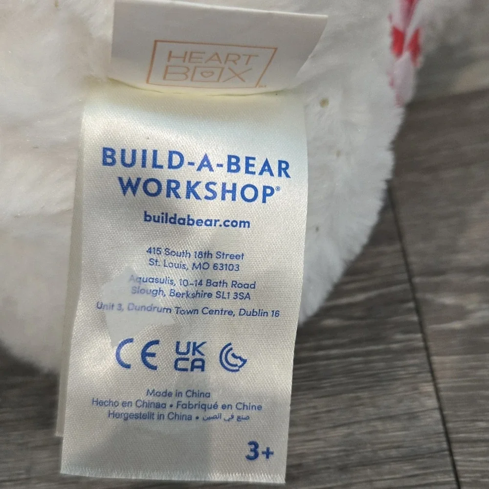 Build a Bear Heart Box‎ White and Gold Bear Plush Baby Toy 2022